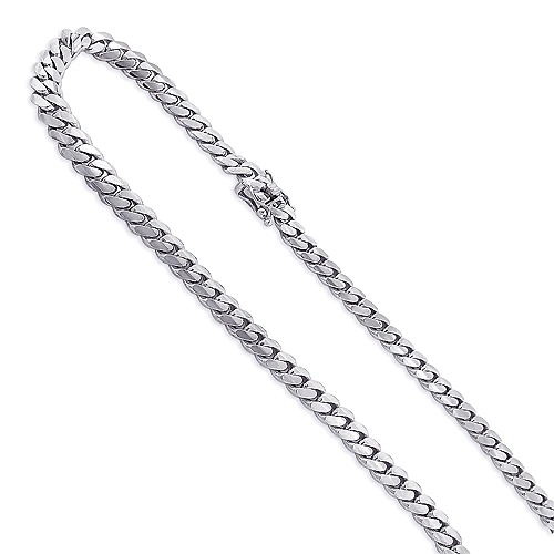 14K White Gold Miami Cuban Link Curb Chain 9.5mm 22-40in 3 14K White Gold Miami Cuban Link Curb Chain 9.5mm 22-40in