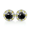 White Yellow And Black Diamond Stud Earrings 2.20ct 14K White Gold -Invicta Jewelry Store white yellow and black diamond stud earrings 220ct 14k gold 1