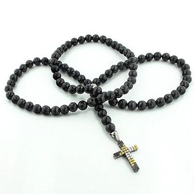 White Yellow Black Diamond Cross Rosary 1.65ct 10K Gold 3 White Yellow Black Diamond Cross Rosary 1.65ct 10K Gold