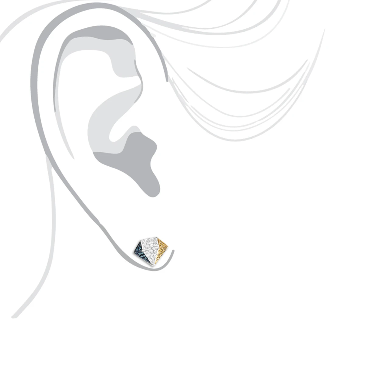 White Yellow Blue Diamond Earrings 0.30ct Silver 5 White Yellow Blue Diamond Earrings 0.30ct Silver - Image 3