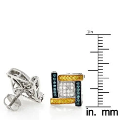 White Yellow Blue Diamond Earrings 0.5ct 10K White Gold 15 White Yellow Blue Diamond Earrings 0.5ct 10K White Gold -Invicta Jewelry Store white yellow blue diamond earrings 078ct 10k gold rulerwh