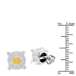 White Yellow Diamond Stud Earrings 0.33ct Sterling Silver -Invicta Jewelry Store white yellow diamond stud earrings 05ct sterling silver ruler