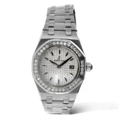 Women's Diamond Watch Audemars Piguet Royal Oak 33mm Silver Tone Dial