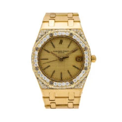 Women's Diamond Watch Audemars Piguet Royal Oak 18K Gold Champagne Dial