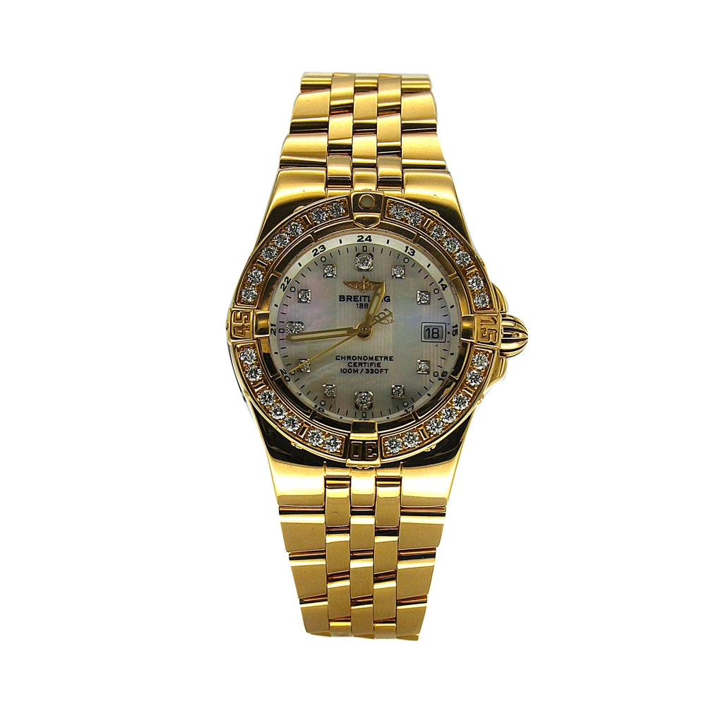 18K Gold Women's Diamond Watch Breitling Cockpit 31.8mm White Dial W00127 3 18K Gold Women's Diamond Watch Breitling Cockpit 31.8mm White Dial W00127