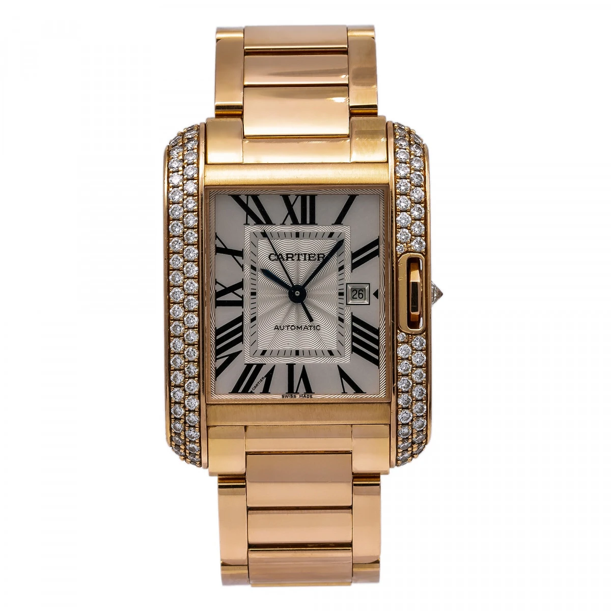 Women's Diamond Watch Cartier Tank Anglaise 18K Gold 30mm Silver Tone Dial 3 Women's Diamond Watch Cartier Tank Anglaise 18K Gold 30mm Silver Tone Dial