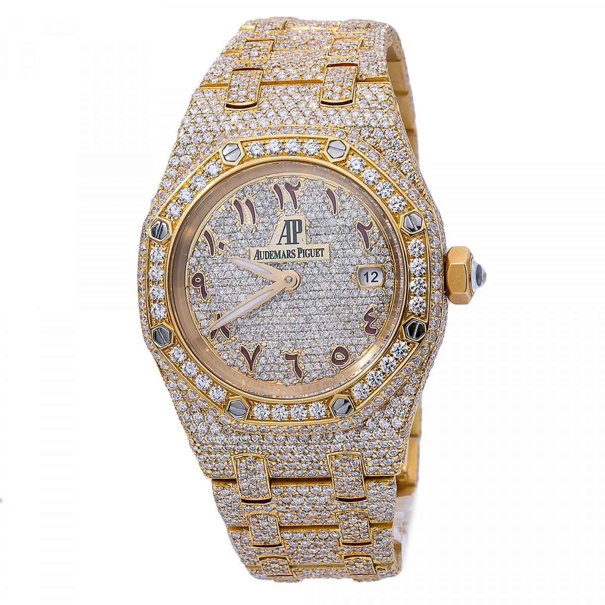 Women's 18K Gold Diamond Watch Audemars Piguet Royal Oak Champagne Dial W00905 3 Women's 18K Gold Diamond Watch Audemars Piguet Royal Oak Champagne Dial W00905