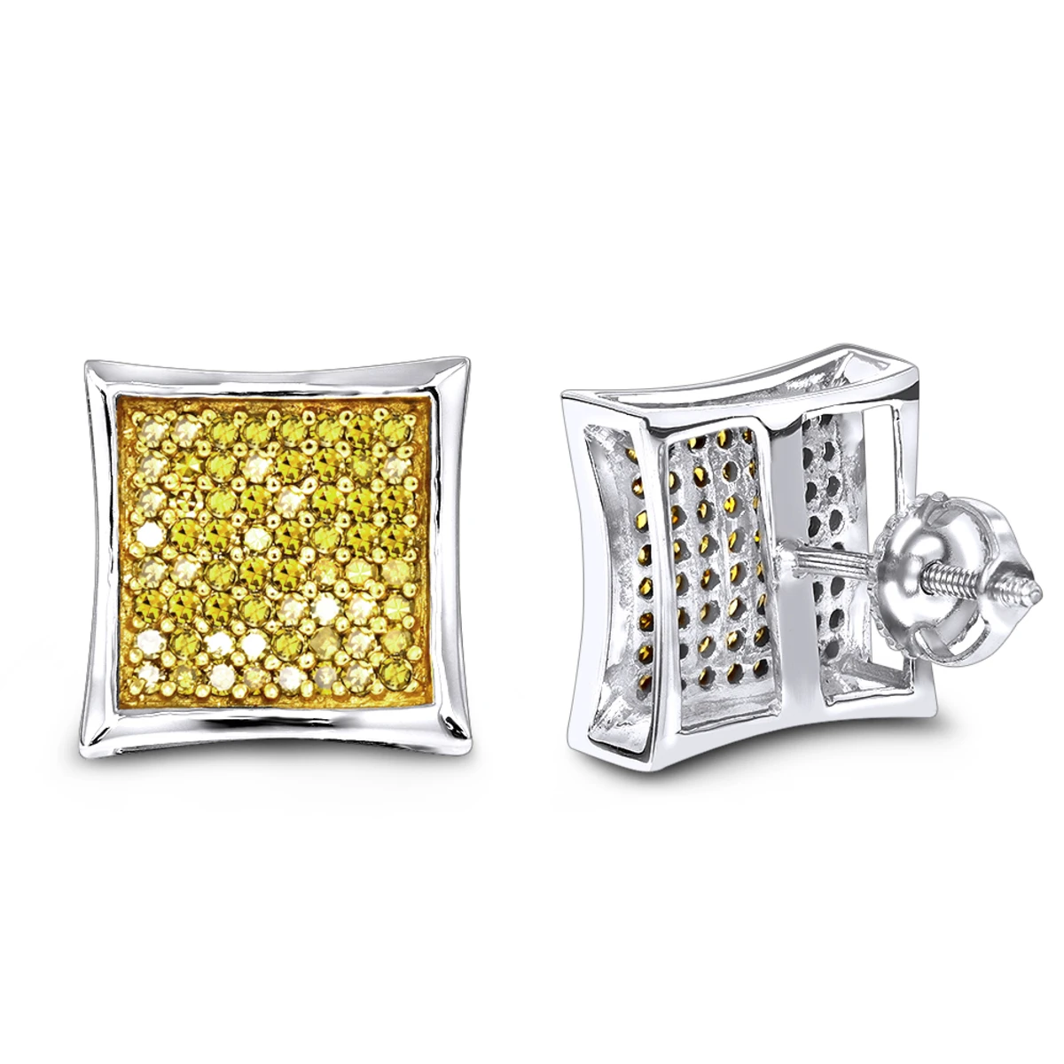 Yellow Diamond Stud Earrings 0.55ct 14K Yellow Gold 4 Yellow Diamond Stud Earrings 0.55ct 14K Yellow Gold - Image 2