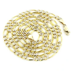 10K Yellow Gold Diamond Cut Figaro Chain For Men 4.5mm 22-24in