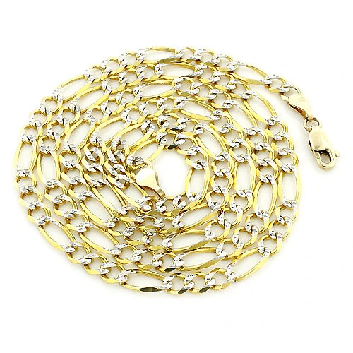 10K Yellow Gold Diamond Cut Figaro Chain For Men 4.5mm 22-24in 3 10K Yellow Gold Diamond Cut Figaro Chain For Men 4.5mm 22-24in