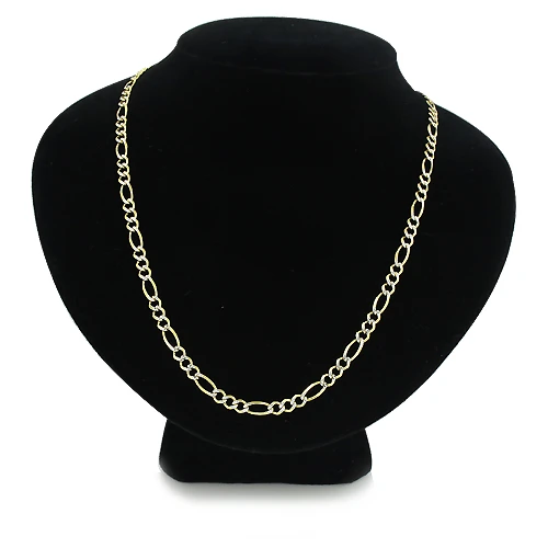 10K Yellow Gold Diamond Cut Figaro Chain For Men 4.5mm 22-24in 5 10K Yellow Gold Diamond Cut Figaro Chain For Men 4.5mm 22-24in - Image 3