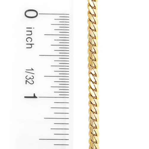 Men's Solid 14K Yellow Gold Miami Cuban Link Curb Chain 3mm 22-40in 5 Men's Solid 14K Yellow Gold Miami Cuban Link Curb Chain 3mm 22-40in - Image 3