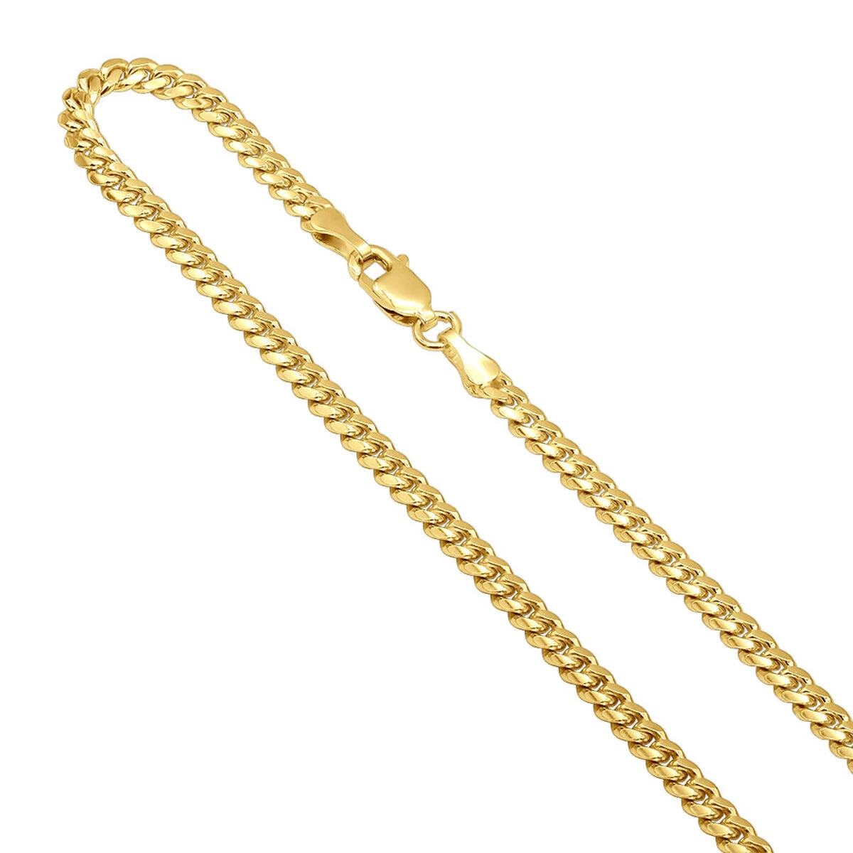 Men's Solid 14K Yellow Gold Miami Cuban Link Curb Chain 3mm 22-40in 3 Men's Solid 14K Yellow Gold Miami Cuban Link Curb Chain 3mm 22-40in