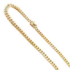 14K Yellow Gold Miami Cuban Link Curb Chain For Men 4mm 22-40in