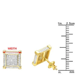 Yellow Gold Plated Silver Diamond Earrings 0.22ct -Invicta Jewelry Store yellow gold plated silver diamond earrings 022ct rulerye