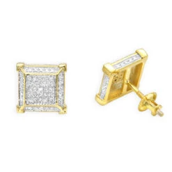 Yellow Gold Plated Silver Diamond Earrings 0.22ct